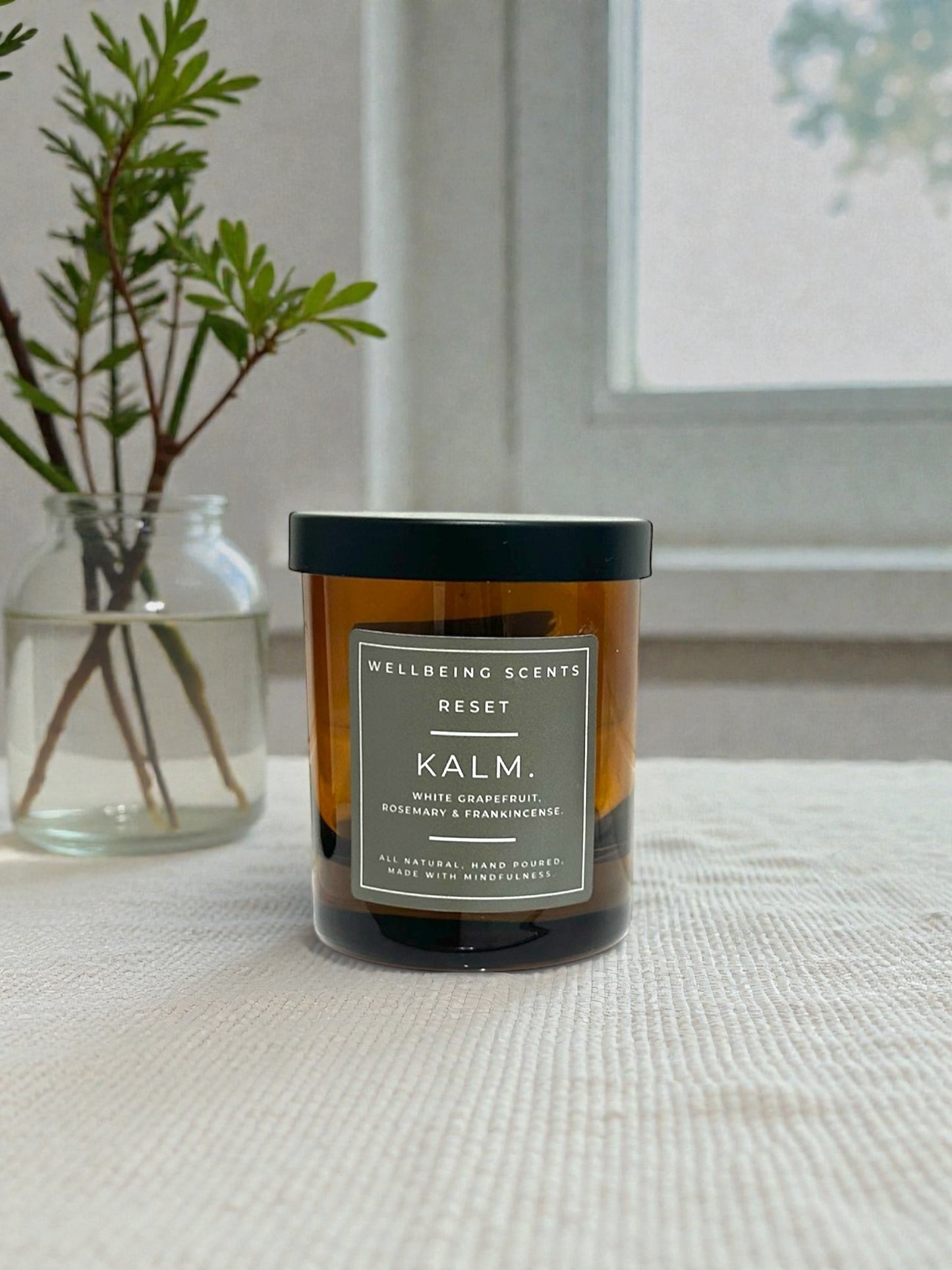 Reset Candle. White Grapefruit, Frankincense & Rosemary. - KALM. Wellbeing Scents