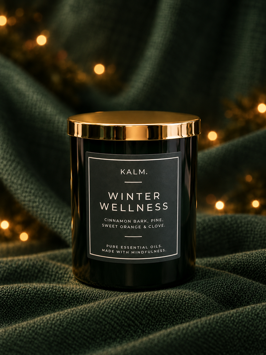 Winter Wellness Candle. Sweet Orange, Cinnamon Bark, Clove & Pine. 55+ Hour Burn. - KALM. Wellbeing Scents