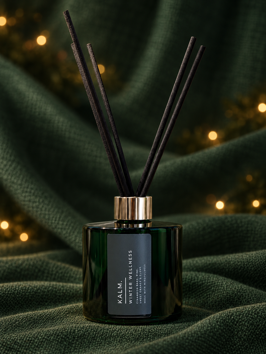 Winter Wellness Diffuser. Pine, Sweet Orange, Clove & Cinnamon Bark. 200ml. - KALM. Wellbeing Scents