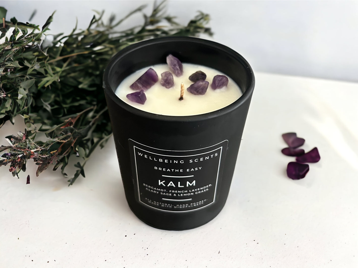 Breathe Easy Candle with Amethyst Crystals