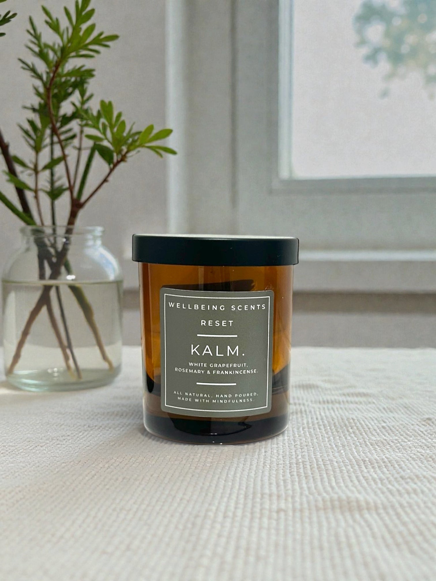 Reset Candle. White Grapefruit, Frankincense & Rosemary. - KALM. Wellbeing Scents