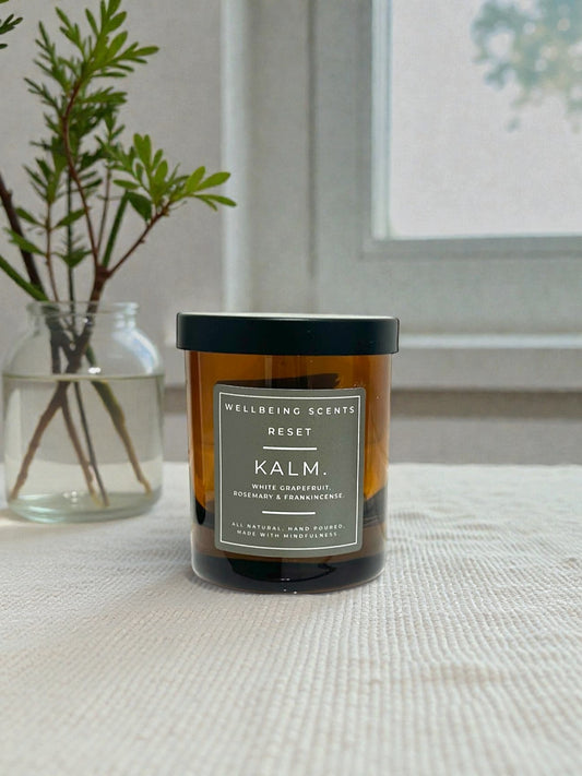 Reset Candle. White Grapefruit, Frankincense & Rosemary. - KALM. Wellbeing Scents